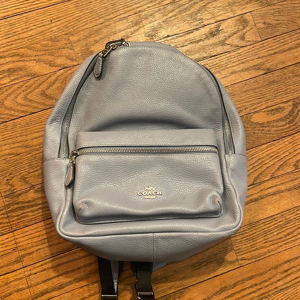 Coach backpack steel blue pebble leather